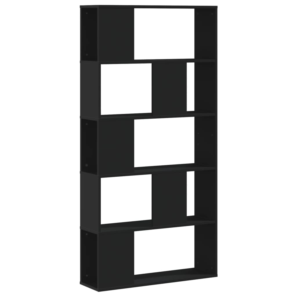 vidaXL Bibliotecă cu 5 niveluri negru 80,5x23,5x162,5cm lemn prelucrat