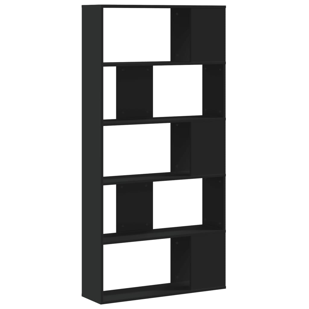 vidaXL Bibliotecă cu 5 niveluri negru 80,5x23,5x162,5cm lemn prelucrat