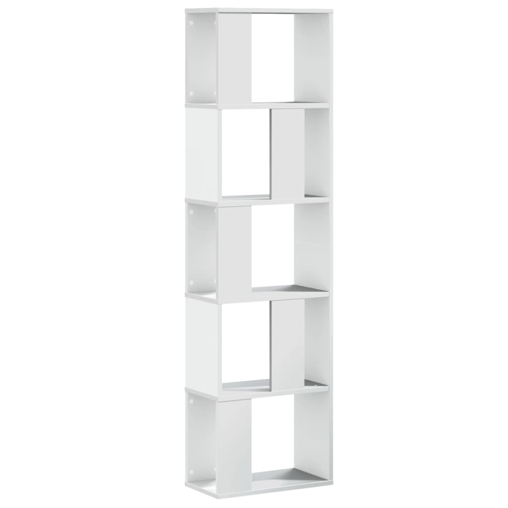 vidaXL Bibliotecă cu 5 niveluri, alb 45x23,5x162,5 cm lemn prelucrat