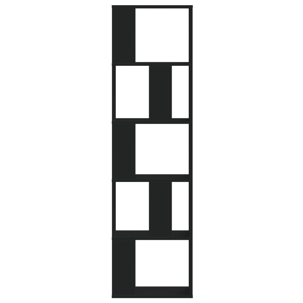 vidaXL Bibliotecă cu 5 niveluri negru 45x23,5x162,5 cm lemn prelucrat