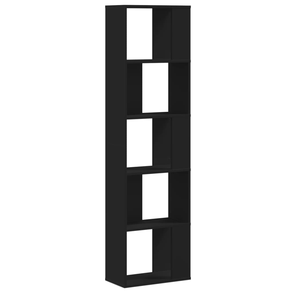 vidaXL Bibliotecă cu 5 niveluri negru 45x23,5x162,5 cm lemn prelucrat