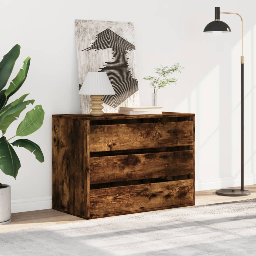 vidaXL Dulap colț cu sertare stejar fumuriu 80x41x58 cm lemn prelucrat vidaXL Dulap colț cu sertare stejar fumuriu 80x41x58 cm lemn prelucrat