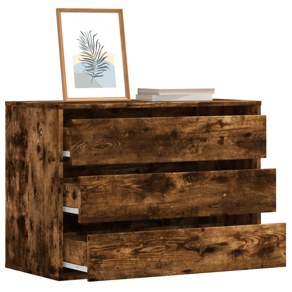vidaXL Dulap colț cu sertare stejar fumuriu 80x41x58 cm lemn prelucrat vidaXL Dulap colț cu sertare stejar fumuriu 80x41x58 cm lemn prelucrat