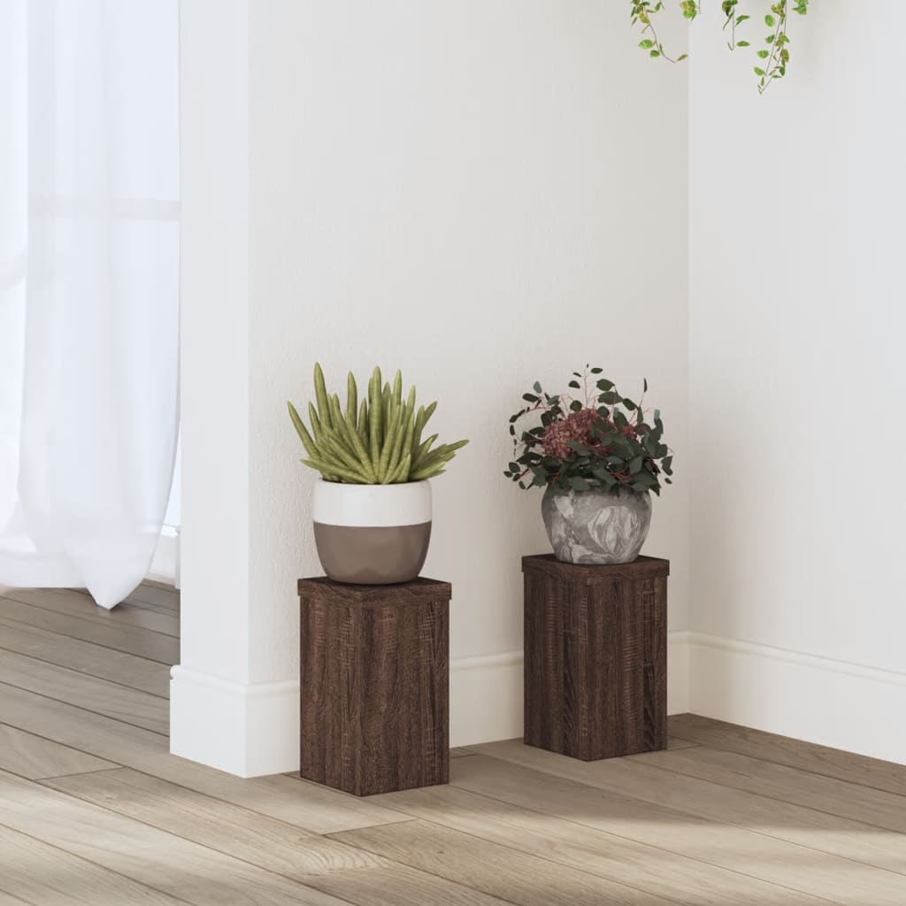 vidaXL Suporturi de plante 2 buc. stejar maro 10x10x18cm lemn compozit vidaXL Suporturi de plante 2 buc. stejar maro 10x10x18cm lemn compozit