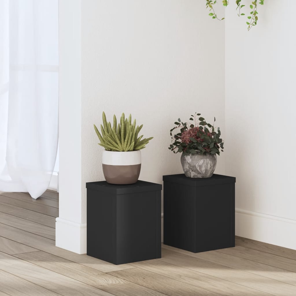 vidaXL Suporturi de plante, 2 buc., negru, 15x15x20 cm, lemn prelucrat vidaXL Suporturi de plante, 2 buc., negru, 15x15x20 cm, lemn prelucrat