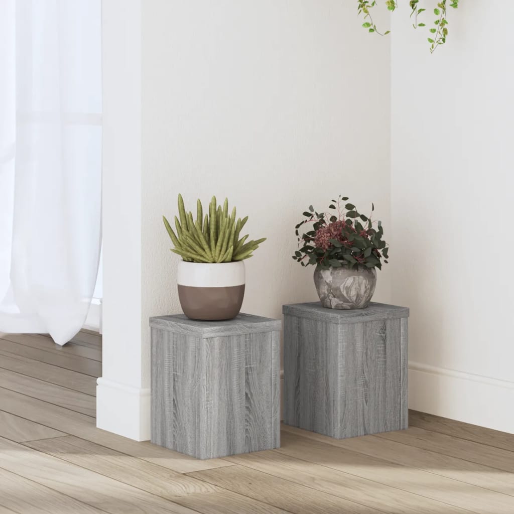 vidaXL Suporturi de plante 2 buc. gri sonoma 15x15x20cm lemn prelucrat vidaXL Suporturi de plante 2 buc. gri sonoma 15x15x20cm lemn prelucrat