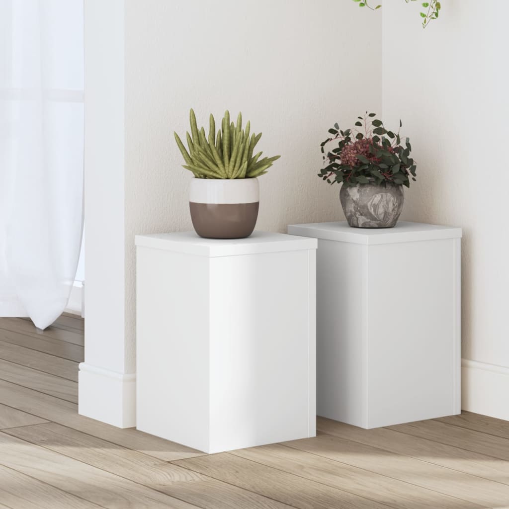 vidaXL Suporturi de plante, 2 buc., alb, 20x20x30 cm, lemn prelucrat vidaXL Suporturi de plante, 2 buc., alb, 20x20x30 cm, lemn prelucrat