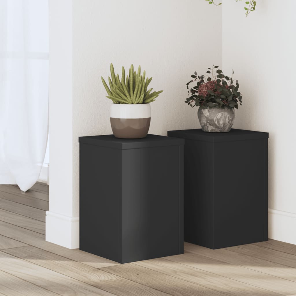 vidaXL Suporturi de plante, 2 buc., negru, 20x20x30 cm, lemn prelucrat vidaXL Suporturi de plante, 2 buc., negru, 20x20x30 cm, lemn prelucrat