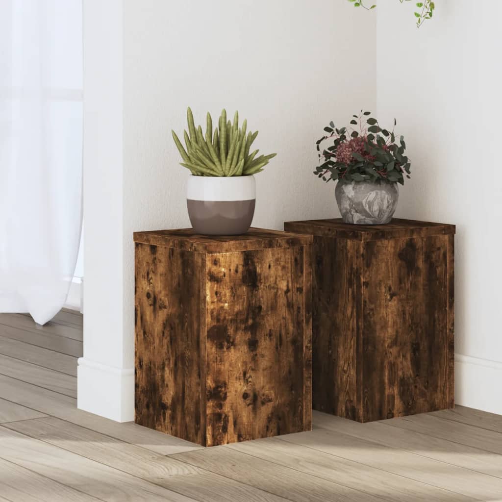 vidaXL Suporturi de plante 2 buc. stejar fumuriu 20x20x30 cm lemn vidaXL Suporturi de plante 2 buc. stejar fumuriu 20x20x30 cm lemn