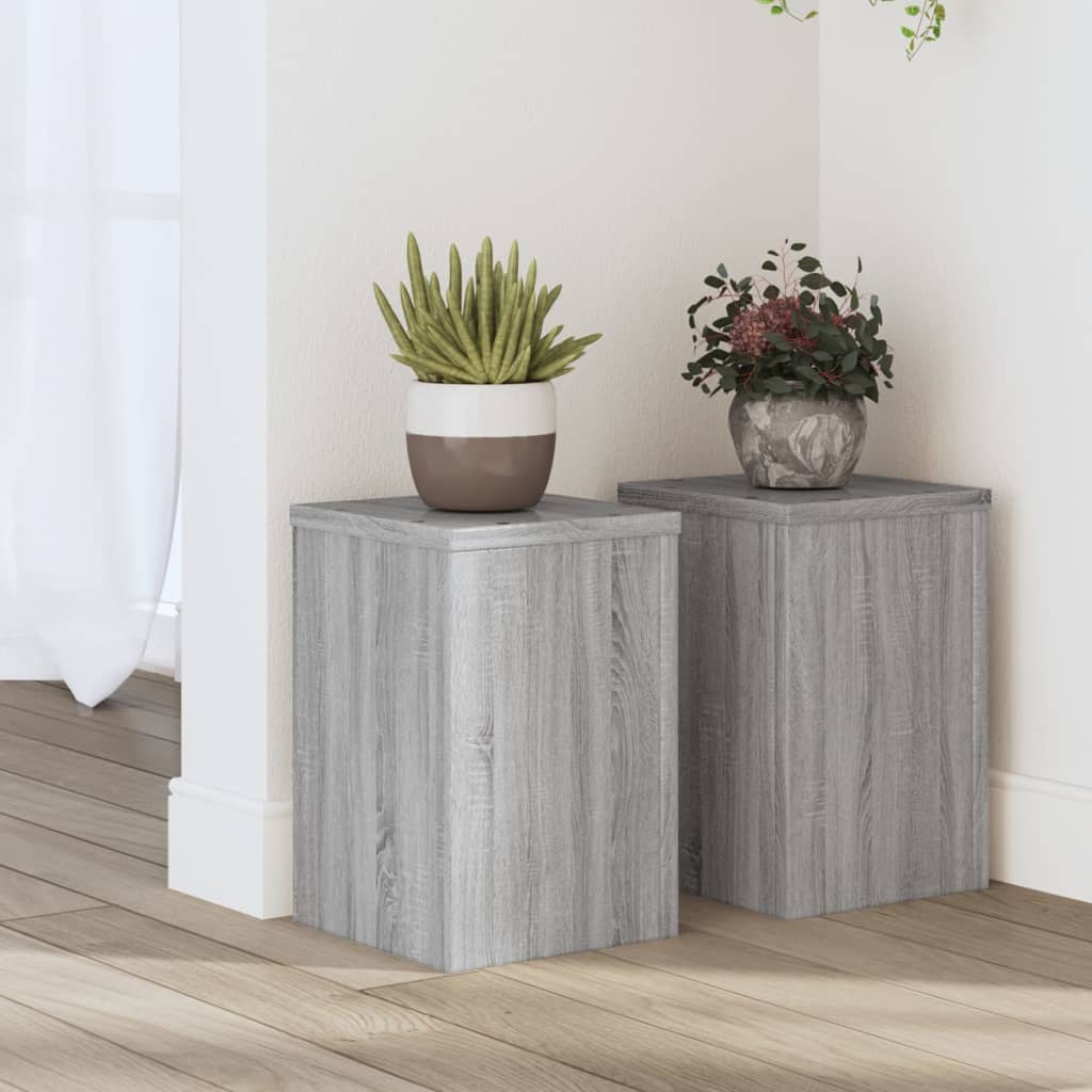 vidaXL Suporturi de plante 2 buc. gri sonoma 20x20x30 lemn prelucrat vidaXL Suporturi de plante 2 buc. gri sonoma 20x20x30 lemn prelucrat