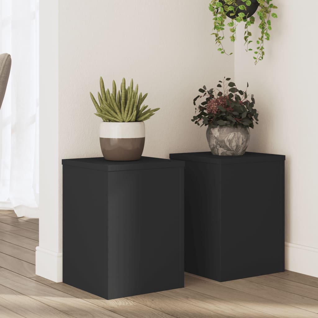 vidaXL Suporturi de plante, 2 buc., negru, 25x25x35 cm, lemn prelucrat vidaXL Suporturi de plante, 2 buc., negru, 25x25x35 cm, lemn prelucrat