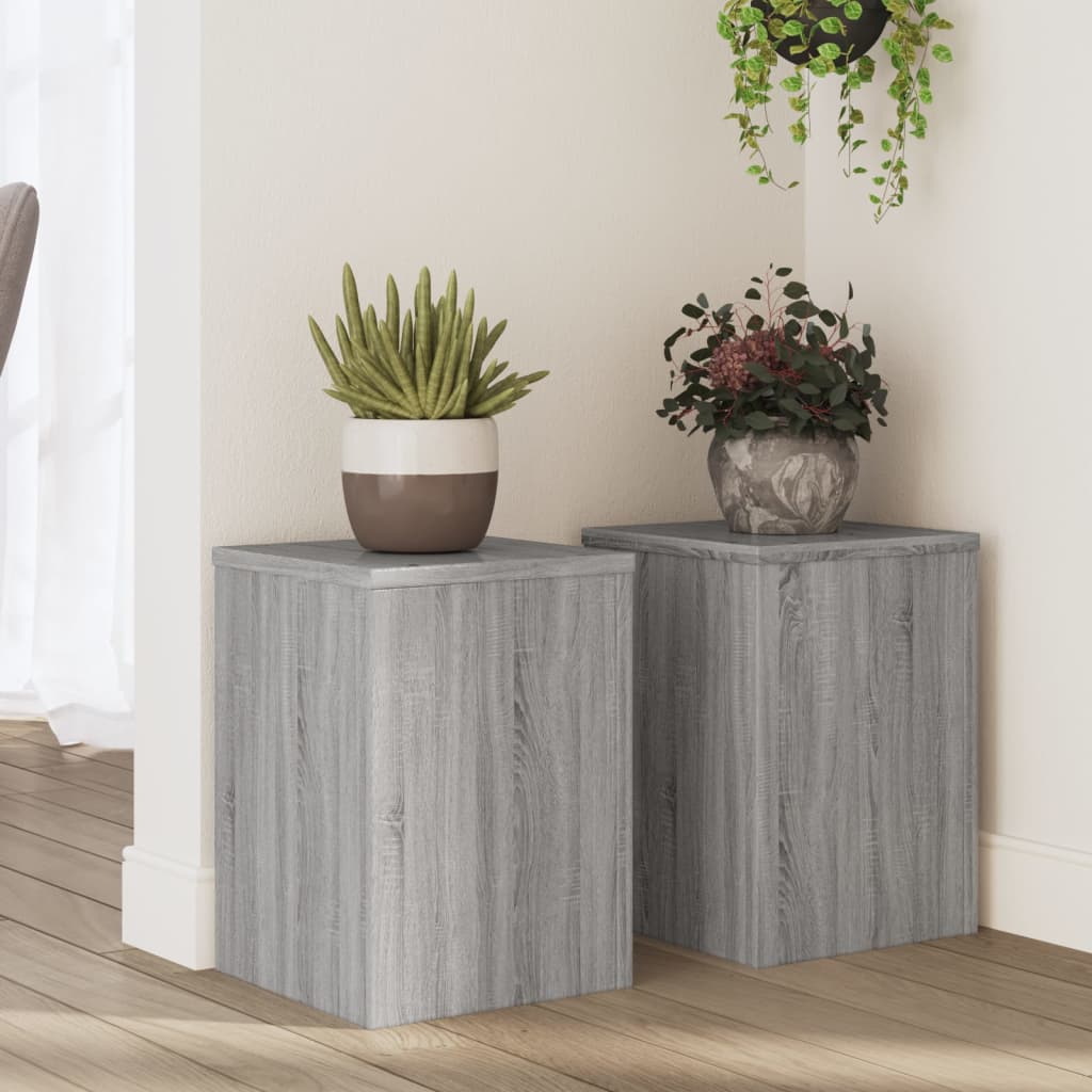 vidaXL Suporturi de plante 2 buc. gri sonoma 25x25x35cm lemn prelucrat vidaXL Suporturi de plante 2 buc. gri sonoma 25x25x35cm lemn prelucrat