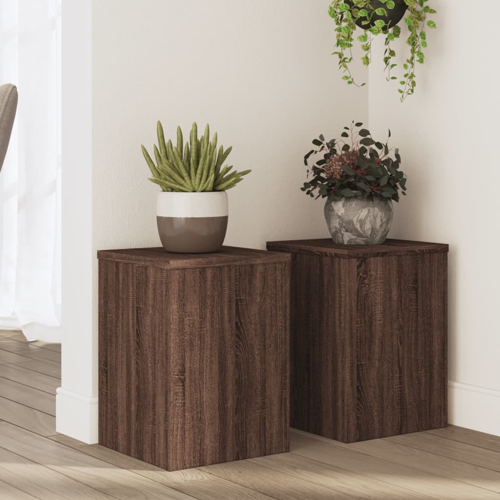 vidaXL Suporturi de plante 2 buc. stejar maro 25x25x35cm lemn compozit vidaXL Suporturi de plante 2 buc. stejar maro 25x25x35cm lemn compozit