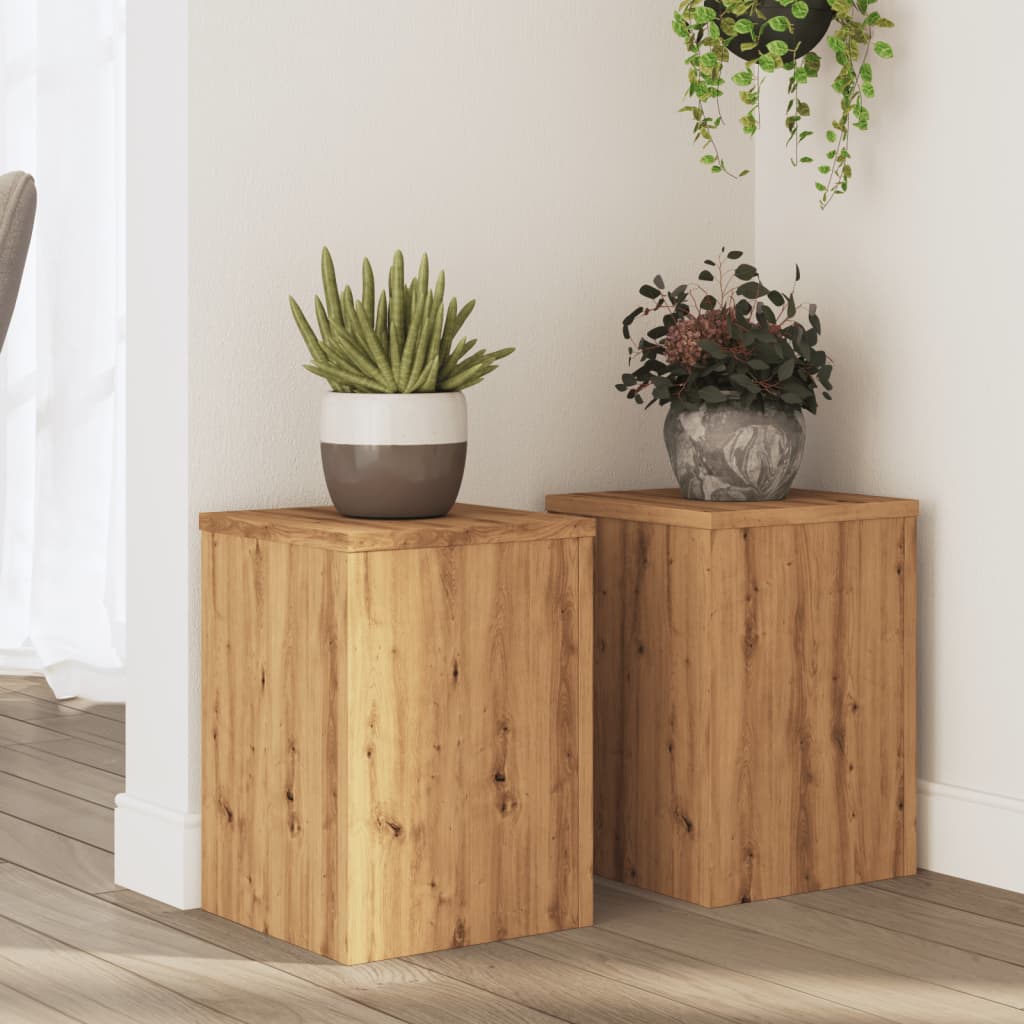 vidaXL Suporturi de plante, 2 buc., stejar artizanal, 25x25x35cm, lemn vidaXL Suporturi de plante, 2 buc., stejar artizanal, 25x25x35cm, lemn