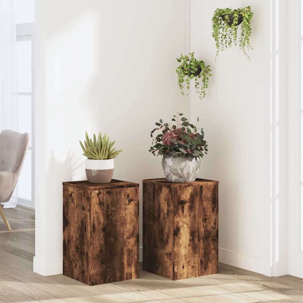 vidaXL Suporturi de plante 2 buc. stejar fumuriu 30x30x50 cm lemn vidaXL Suporturi de plante 2 buc. stejar fumuriu 30x30x50 cm lemn