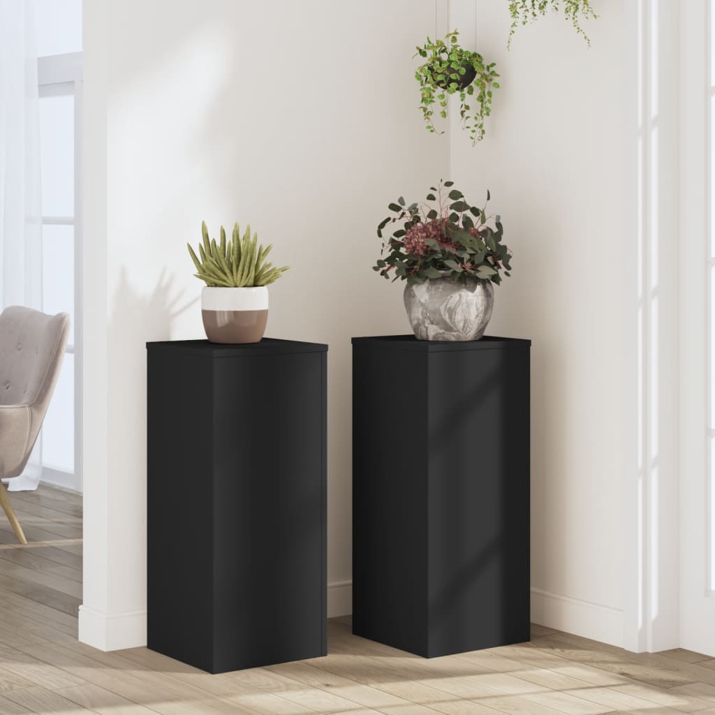 vidaXL Suporturi de plante, 2 buc., negru, 30x30x70 cm, lemn prelucrat vidaXL Suporturi de plante, 2 buc., negru, 30x30x70 cm, lemn prelucrat