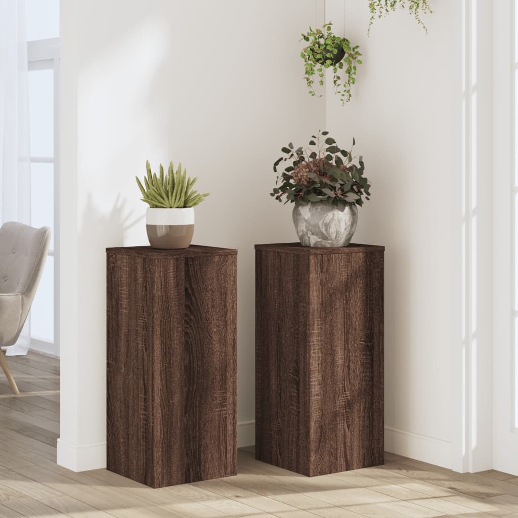 vidaXL Suporturi de plante 2 buc. stejar maro 30x30x70cm lemn compozit vidaXL Suporturi de plante 2 buc. stejar maro 30x30x70cm lemn compozit