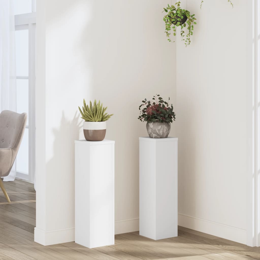 vidaXL Suporturi de plante, 2 buc., alb, 17x17x60 cm, lemn prelucrat vidaXL Suporturi de plante, 2 buc., alb, 17x17x60 cm, lemn prelucrat