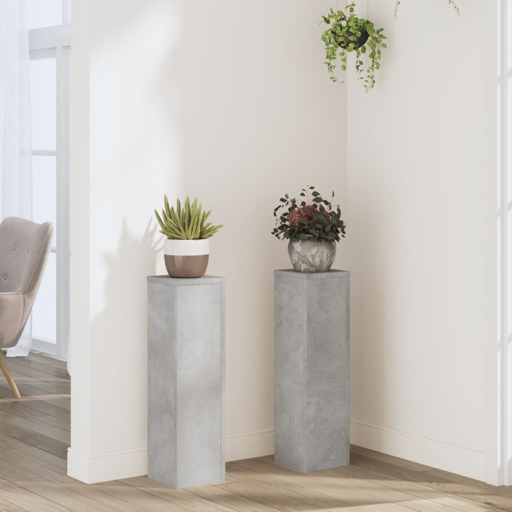 vidaXL Suport de plante, 2 buc., gri beton, 17x17x60 cm lemn prelucrat vidaXL Suport de plante, 2 buc., gri beton, 17x17x60 cm lemn prelucrat