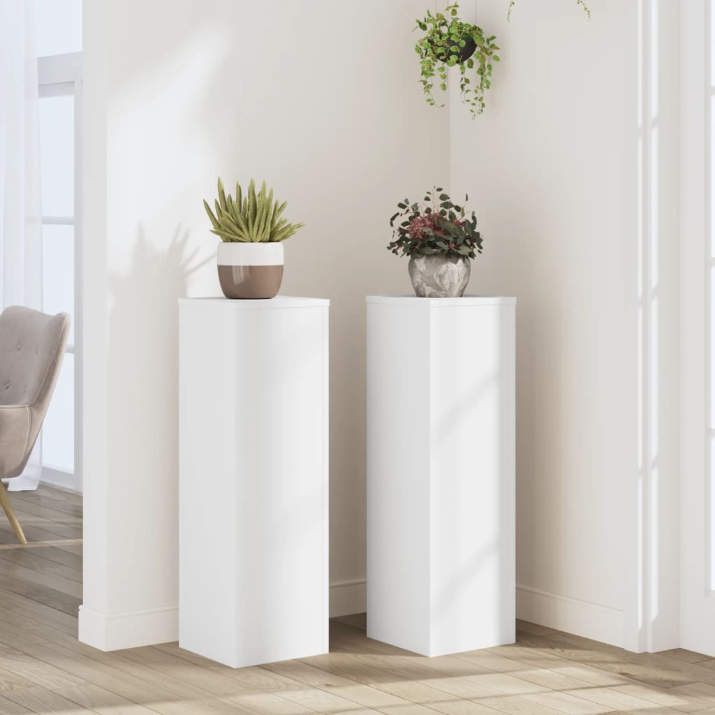 vidaXL Suporturi de plante, 2 buc., alb, 25x25x80 cm, lemn prelucrat vidaXL Suporturi de plante, 2 buc., alb, 25x25x80 cm, lemn prelucrat