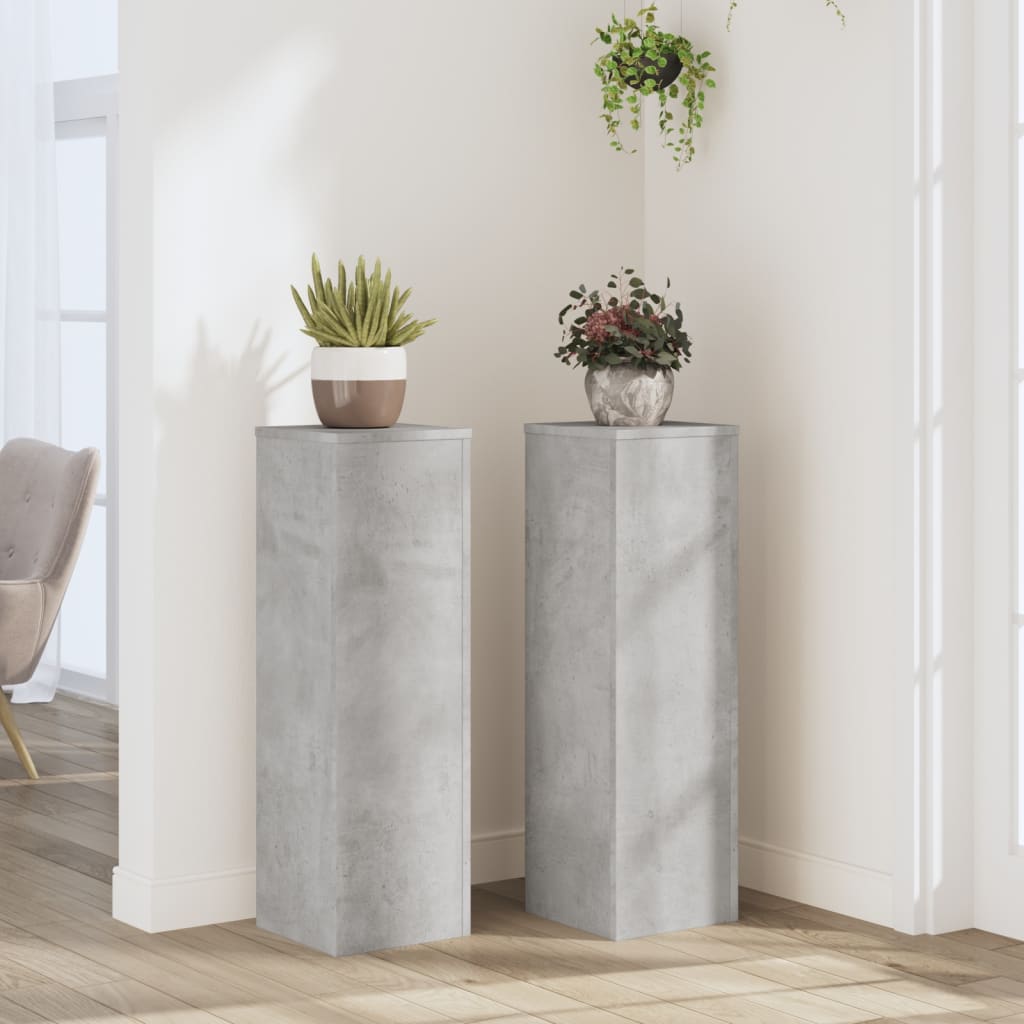 vidaXL Suport de plante, 2 buc., gri beton, 25x25x80 cm lemn prelucrat vidaXL Suport de plante, 2 buc., gri beton, 25x25x80 cm lemn prelucrat