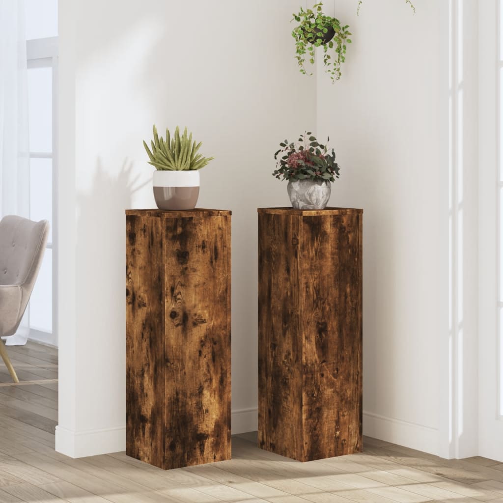 vidaXL Suporturi de plante 2 buc. stejar fumuriu 25x25x80 cm lemn vidaXL Suporturi de plante 2 buc. stejar fumuriu 25x25x80 cm lemn
