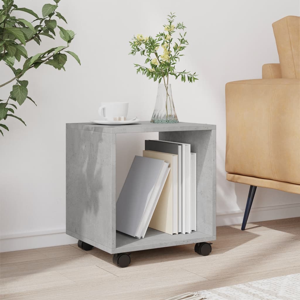 vidaXL Dulap cu roți, gri beton, 37x33x42,5 cm, lemn prelucrat