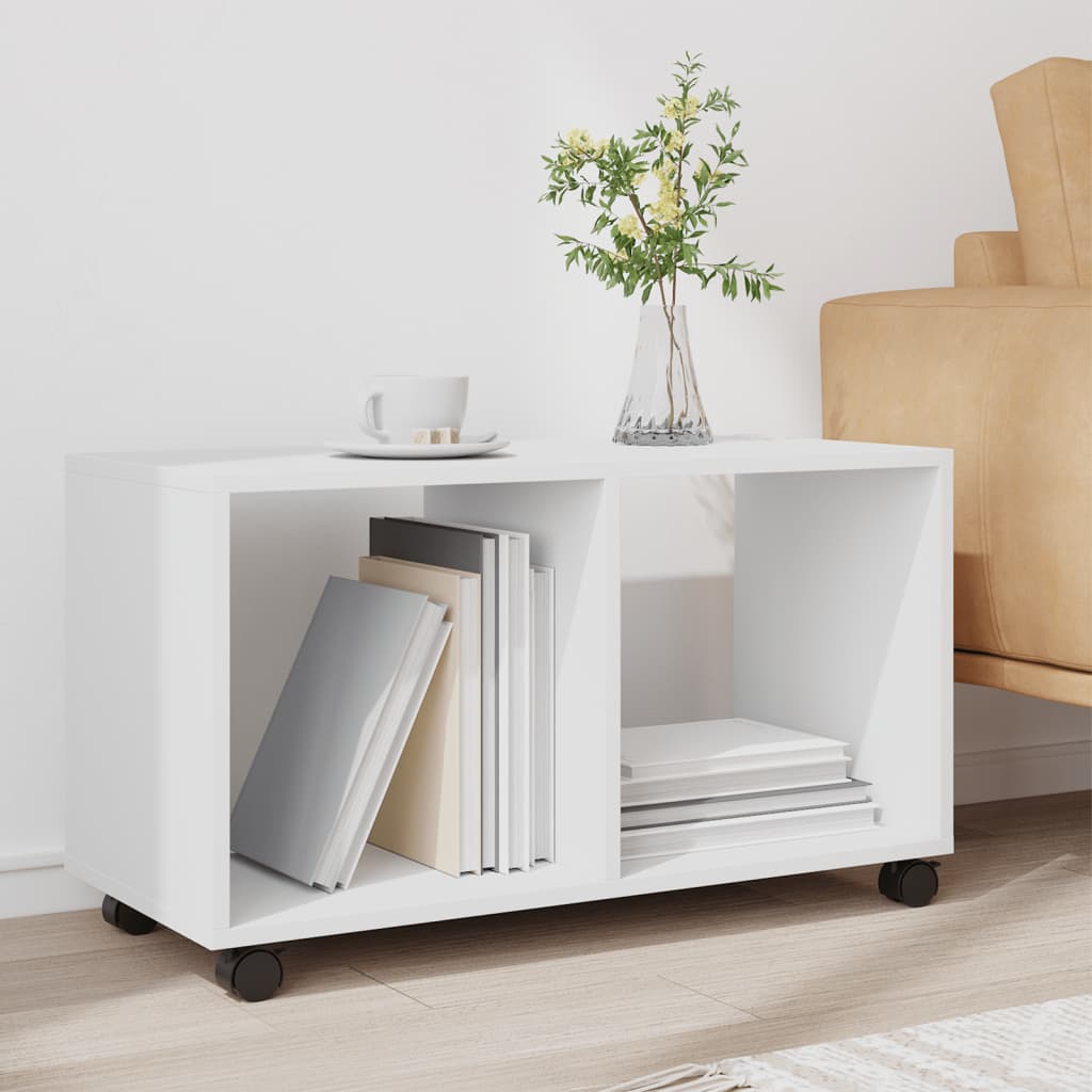 vidaXL Dulap cu roți, alb, 72x33x42,5 cm, lemn prelucrat vidaXL Dulap cu roți, alb, 72x33x42,5 cm, lemn prelucrat