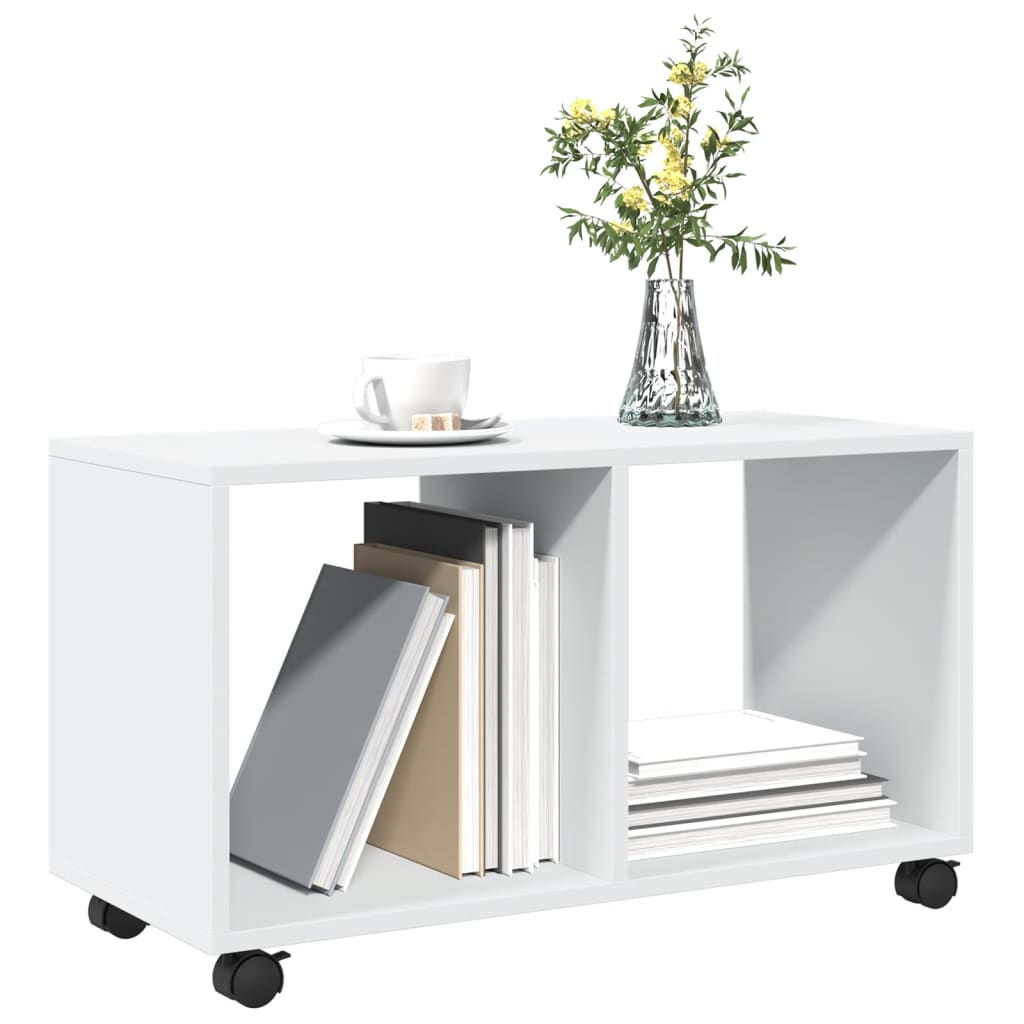 vidaXL Dulap cu roți, alb, 72x33x42,5 cm, lemn prelucrat vidaXL Dulap cu roți, alb, 72x33x42,5 cm, lemn prelucrat