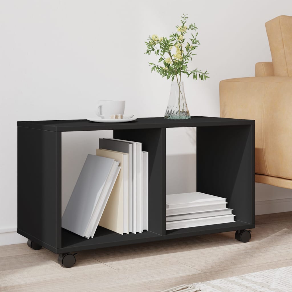 vidaXL Dulap cu roți, negru, 72x33x42,5 cm, lemn prelucrat vidaXL Dulap cu roți, negru, 72x33x42,5 cm, lemn prelucrat