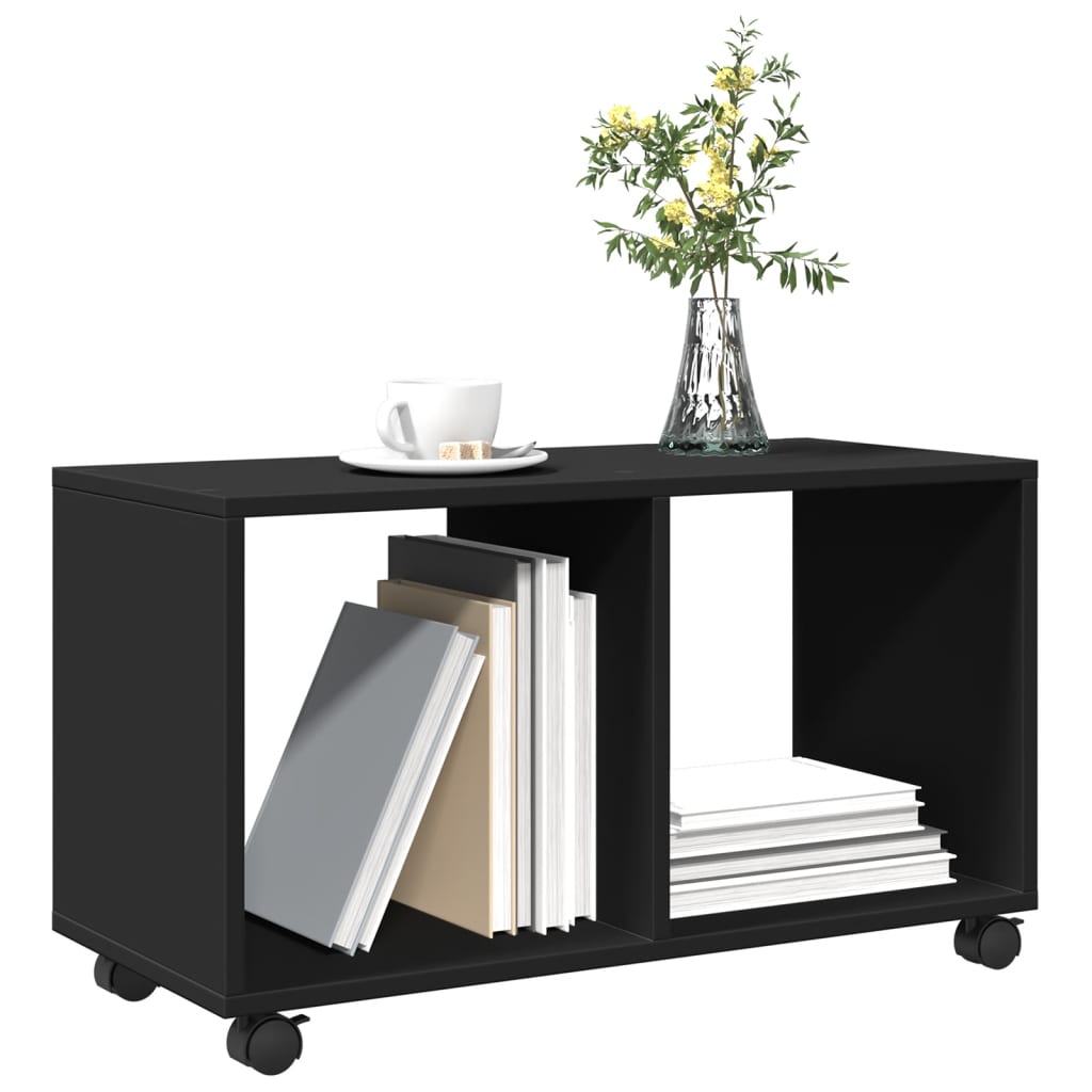 vidaXL Dulap cu roți, negru, 72x33x42,5 cm, lemn prelucrat vidaXL Dulap cu roți, negru, 72x33x42,5 cm, lemn prelucrat