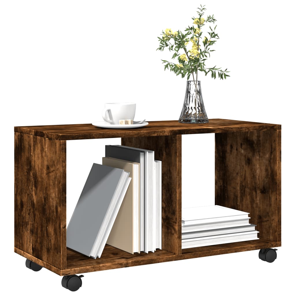 vidaXL Dulap cu roți, stejar fumuriu, 72x33x42,5cm, lemn prelucrat