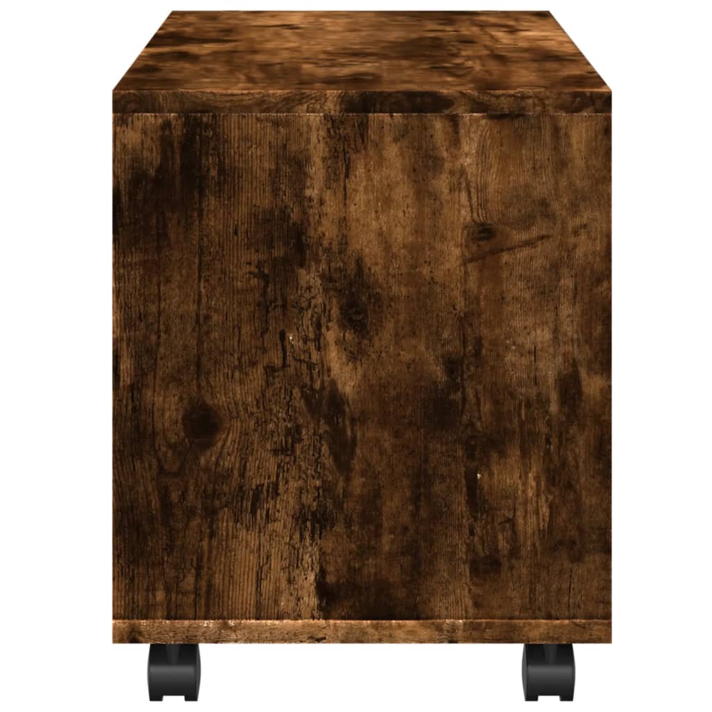 vidaXL Dulap cu roți, stejar fumuriu, 72x33x42,5cm, lemn prelucrat