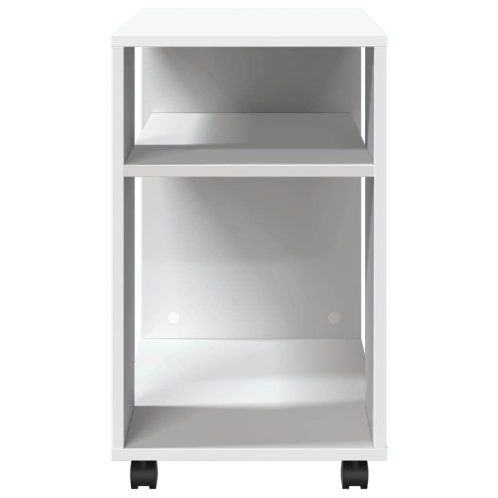 vidaXL Măsuță laterală cu roți, alb/maro, 70x35x60 cm lemn prelucrat