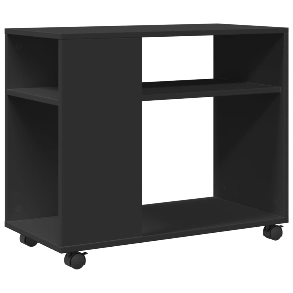 vidaXL Masă laterală cu roți, negru, 70x35x60 cm, lemn prelucrat vidaXL Masă laterală cu roți, negru, 70x35x60 cm, lemn prelucrat