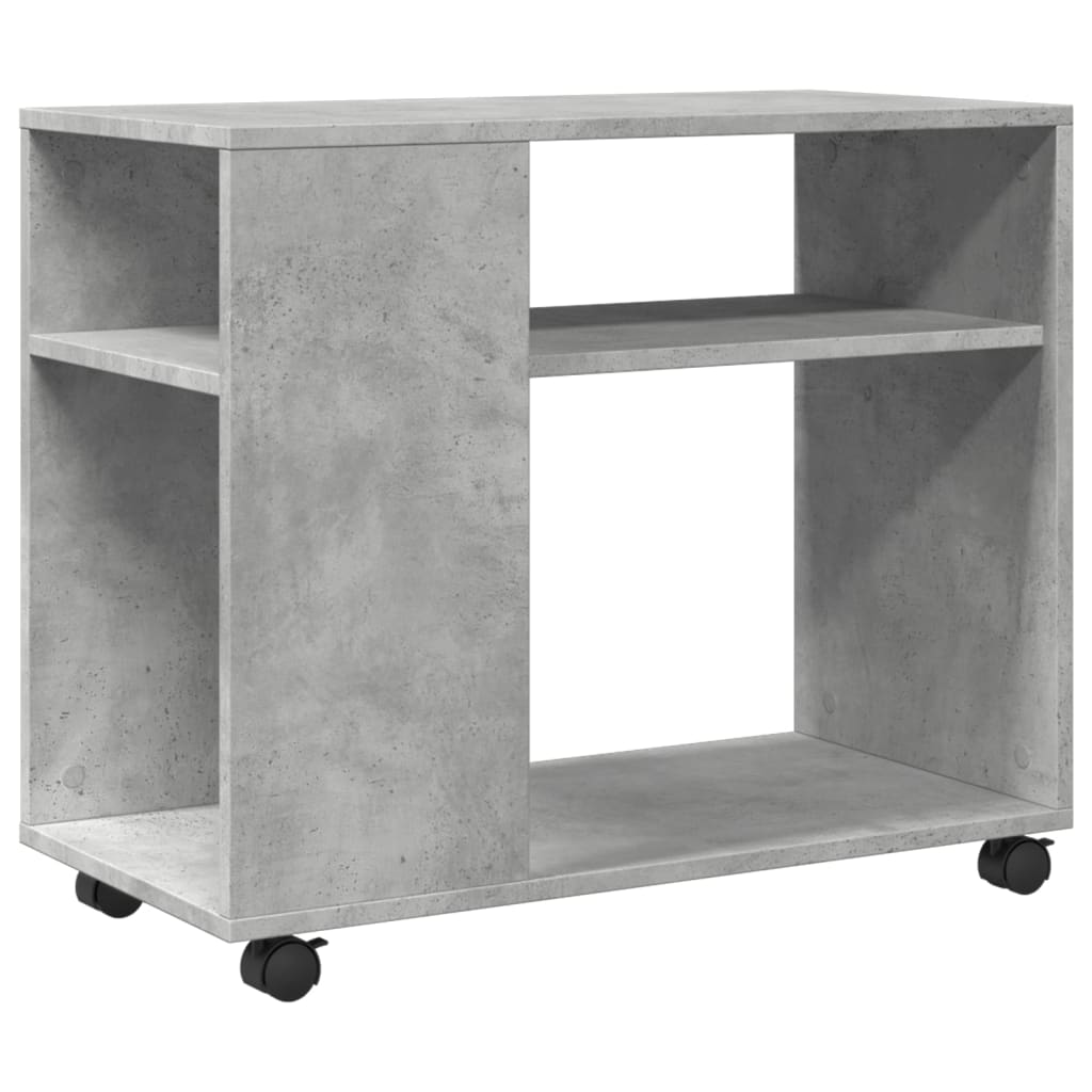 vidaXL Masă laterală cu roți, gri beton, 70x35x60 cm, lemn prelucrat vidaXL Masă laterală cu roți, gri beton, 70x35x60 cm, lemn prelucrat