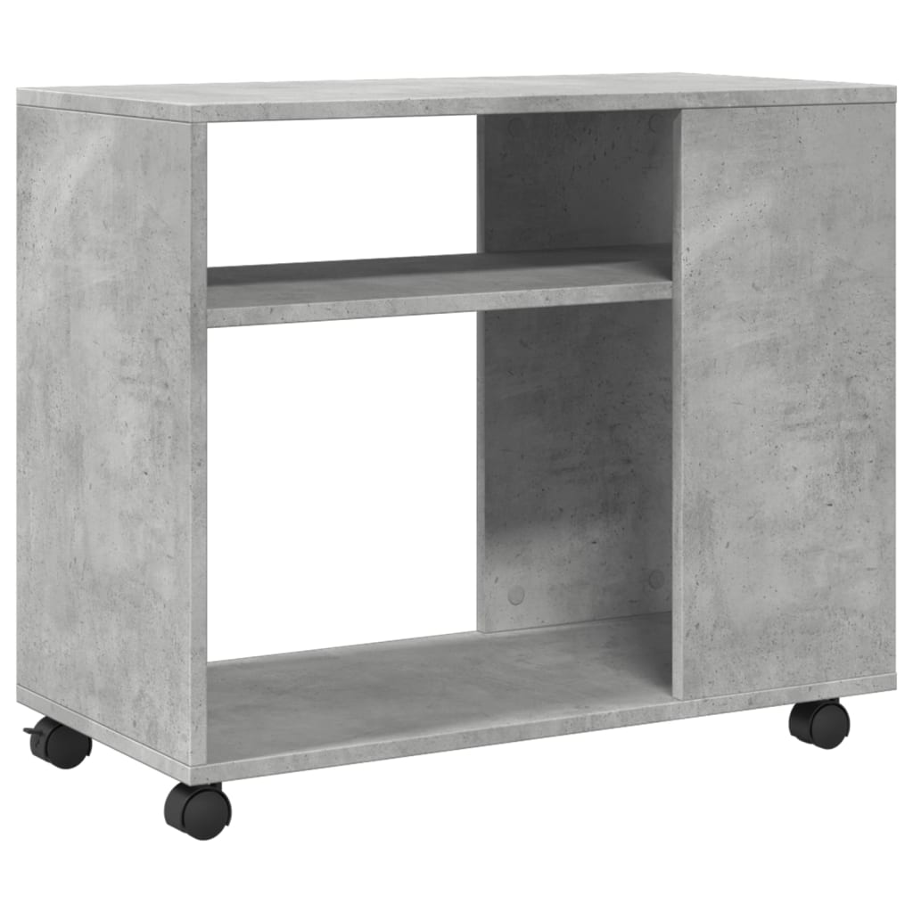 vidaXL Masă laterală cu roți, gri beton, 70x35x60 cm, lemn prelucrat vidaXL Masă laterală cu roți, gri beton, 70x35x60 cm, lemn prelucrat