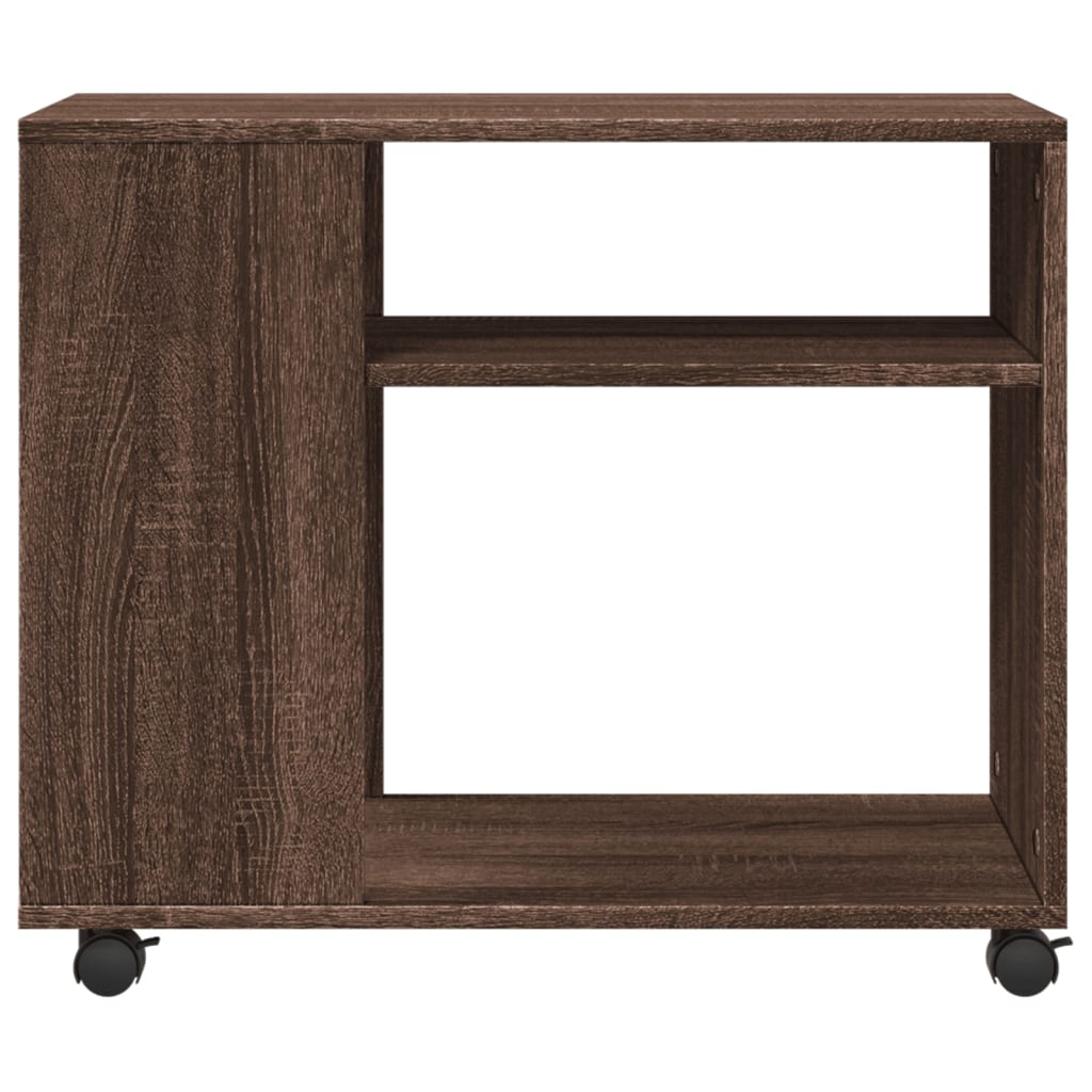 vidaXL Masă laterală cu roți stejar maro 70x35x60 cm lemn compozit vidaXL Masă laterală cu roți stejar maro 70x35x60 cm lemn compozit