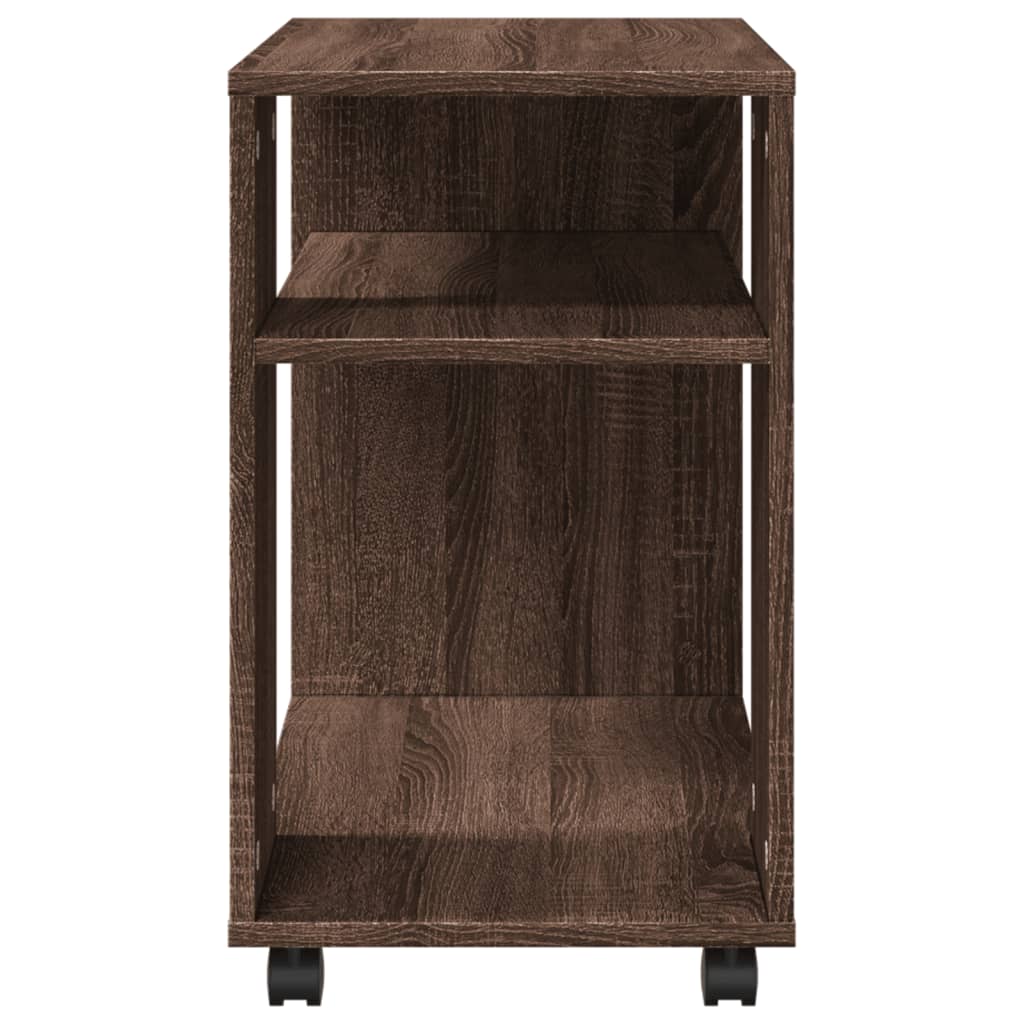 vidaXL Masă laterală cu roți stejar maro 70x35x60 cm lemn compozit vidaXL Masă laterală cu roți stejar maro 70x35x60 cm lemn compozit