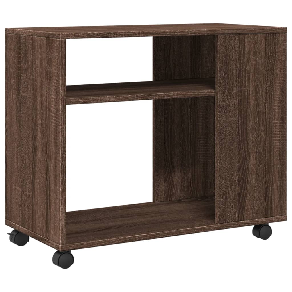 vidaXL Masă laterală cu roți stejar maro 70x35x60 cm lemn compozit vidaXL Masă laterală cu roți stejar maro 70x35x60 cm lemn compozit