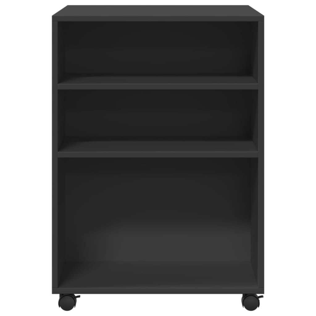 vidaXL Masă laterală cu roți, negru, 55x60x78 cm, lemn prelucrat vidaXL Masă laterală cu roți, negru, 55x60x78 cm, lemn prelucrat