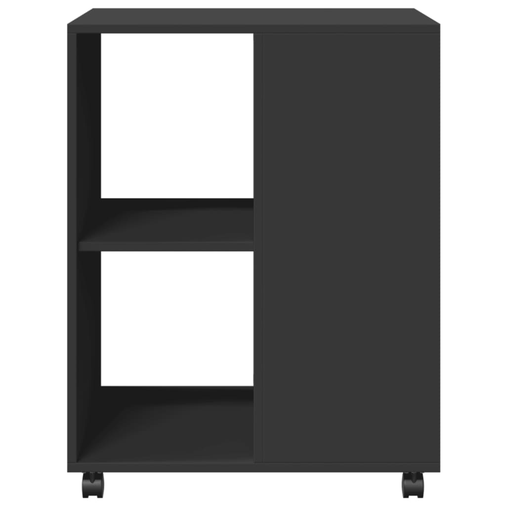 vidaXL Masă laterală cu roți, negru, 55x60x78 cm, lemn prelucrat vidaXL Masă laterală cu roți, negru, 55x60x78 cm, lemn prelucrat