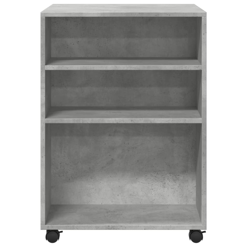 vidaXL Masă laterală cu roți, gri beton, 55x60x78 cm, lemn prelucrat vidaXL Masă laterală cu roți, gri beton, 55x60x78 cm, lemn prelucrat