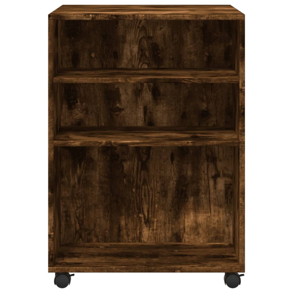 vidaXL Masă laterală cu roți stejar fumuriu 55x60x78 cm lemn prelucrat vidaXL Masă laterală cu roți stejar fumuriu 55x60x78 cm lemn prelucrat