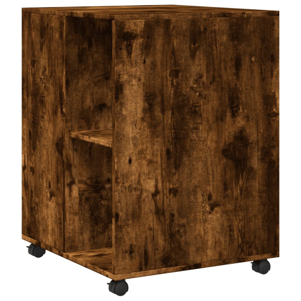 vidaXL Masă laterală cu roți stejar fumuriu 55x60x78 cm lemn prelucrat vidaXL Masă laterală cu roți stejar fumuriu 55x60x78 cm lemn prelucrat