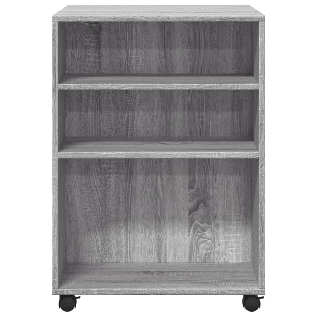 vidaXL Masă laterală cu roți, gri sonoma 55x60x78 cm lemn prelucrat vidaXL Masă laterală cu roți, gri sonoma 55x60x78 cm lemn prelucrat