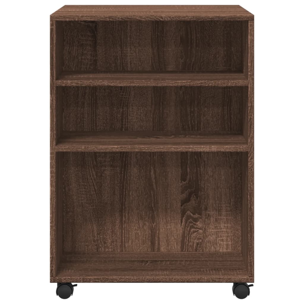 vidaXL Masă laterală cu roți stejar maro 55x60x78 cm lemn prelucrat vidaXL Masă laterală cu roți stejar maro 55x60x78 cm lemn prelucrat