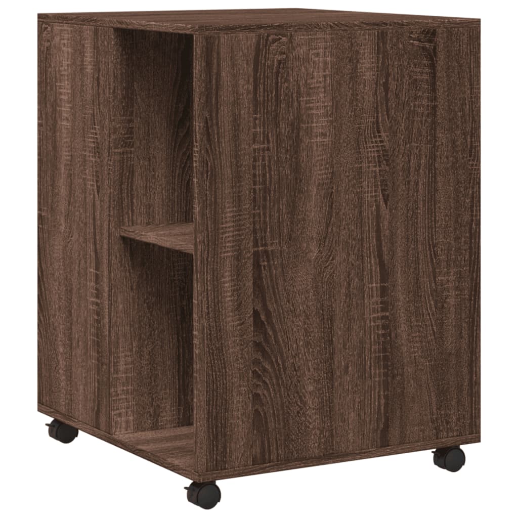 vidaXL Masă laterală cu roți stejar maro 55x60x78 cm lemn prelucrat vidaXL Masă laterală cu roți stejar maro 55x60x78 cm lemn prelucrat