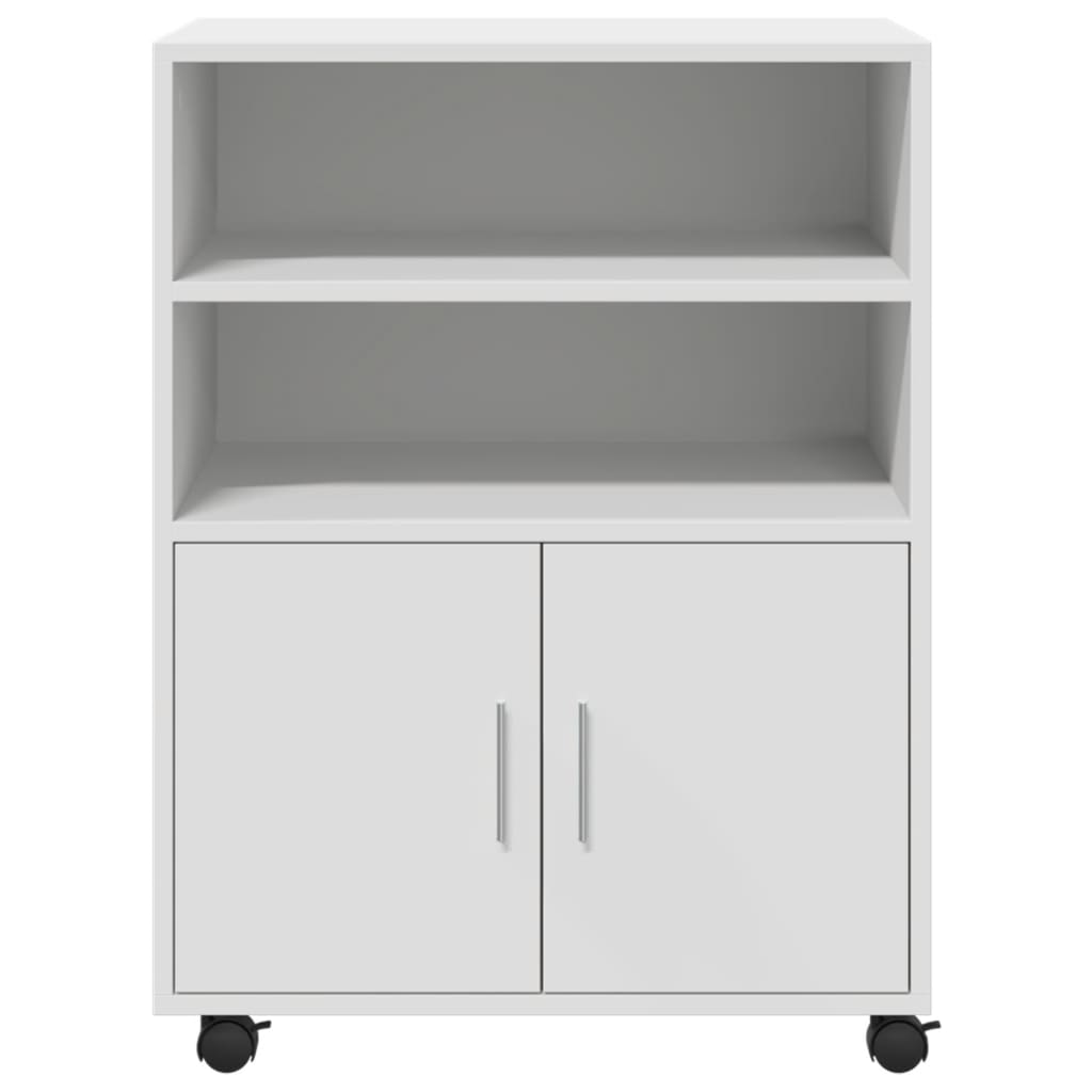 vidaXL Dulap cu roți, alb, 60x48x81 cm, lemn prelucrat vidaXL Dulap cu roți, alb, 60x48x81 cm, lemn prelucrat