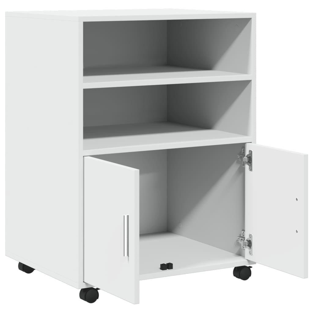 vidaXL Dulap cu roți, alb, 60x48x81 cm, lemn prelucrat vidaXL Dulap cu roți, alb, 60x48x81 cm, lemn prelucrat